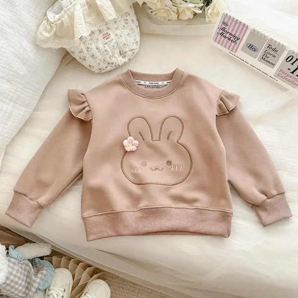 children's long sleeve t-shirt Girls'  Autumn Collection Baby Girl Korean Cartoon Hoodie Cute Rabbit Shirt Spring&Autumn Top - Image 6