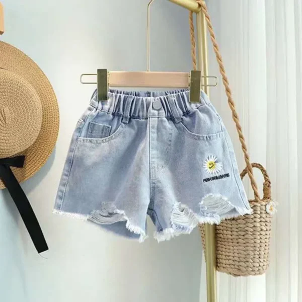 Hot Summer Baby Girls Shorts Summer Casual Denim Short Pants For 3-10Y Toddler Girls Pockets Design Jeans Shorts Teen Short - Image 3