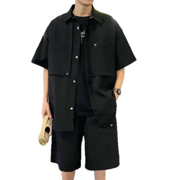 Teen New Tooling Suit Men's Summer Sets Loose Short-sleeved Shirt Shorts Casual Fashion Trendy Men Clothing Tracksuit Leisure - Image 4