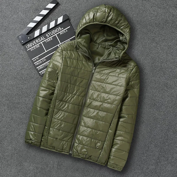 Winter Warm Parkas Men's Autumn Winter Fashion Solid Color Zipper Puffer Outwears Stand Neck Hooded Down Lightweight Down Coats - Image 2