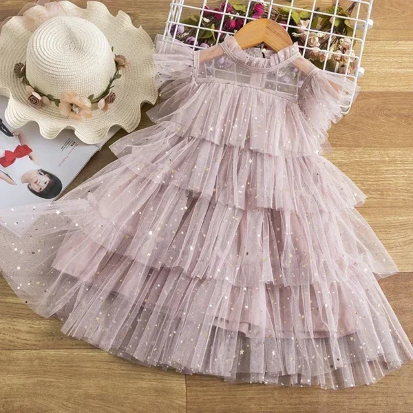 Ruffles Sequin Girls Red Christmas Dress 3 to 8 Years Elegant Kids Birthday Party Princess Dress Baby Girl Red New Year Costumes - Image 2