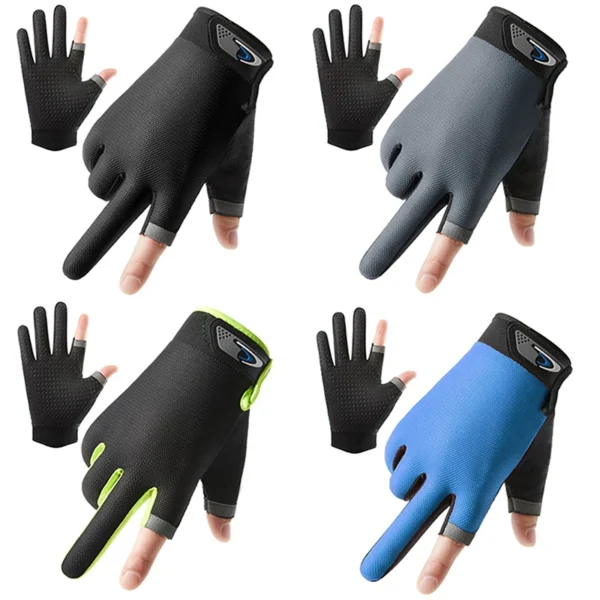 1 Pair Fishing Gloves 2 Cut Fingers Sport Cycling Men Breathable Drive Gloves Anti-slip Antiskid Fishing Wear for Fitness