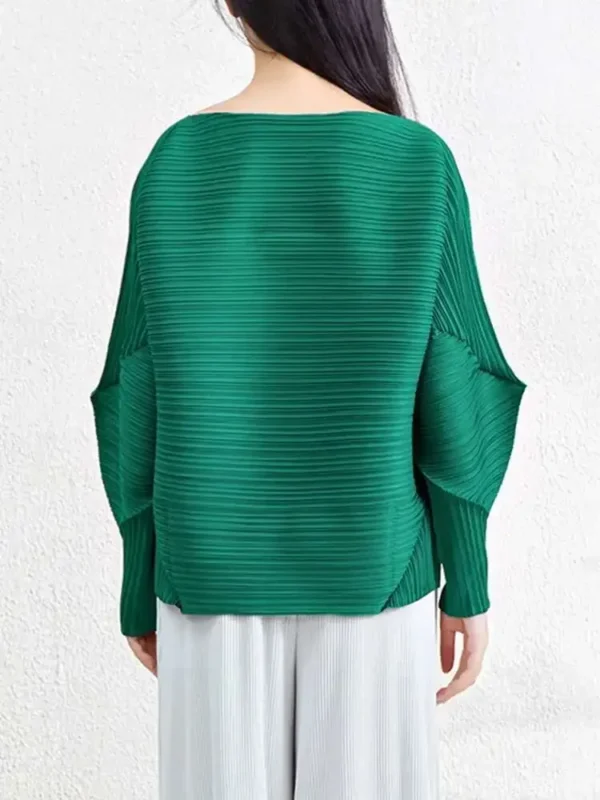 Irregular Niche Design Women's Tops Pleated Round Neck T Shirt Women Full Sleeve Solid Colour Peplum Miyake Summer New 2025 - Image 5