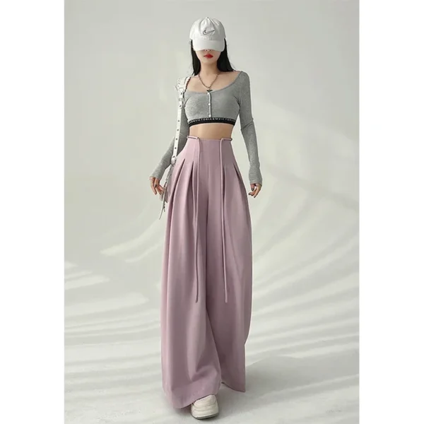 MEXZT Streetwear Wide Leg Pants Women Korean Black High Waist Suit Pants Summer Fashion Elegant Lace Up Straight Trousers New - Image 5