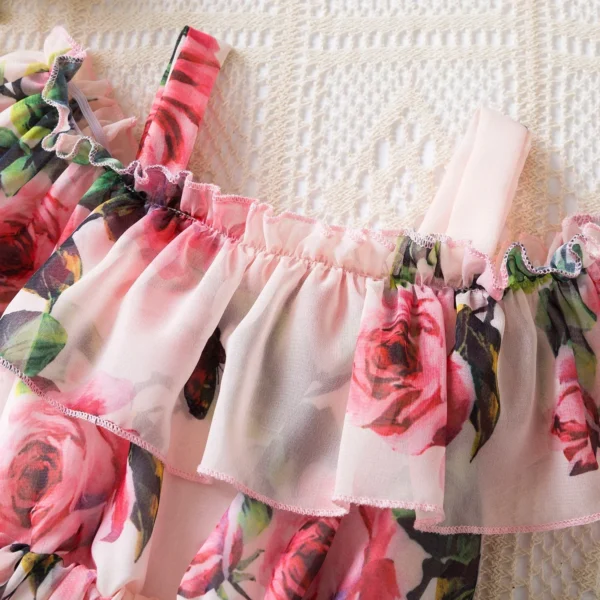 2024 New in Dress for Girls Summer Holiday Floral Dress Vintage Printed Children's Clothing Princess Birthday Party Clothes 2-6Y - Image 4