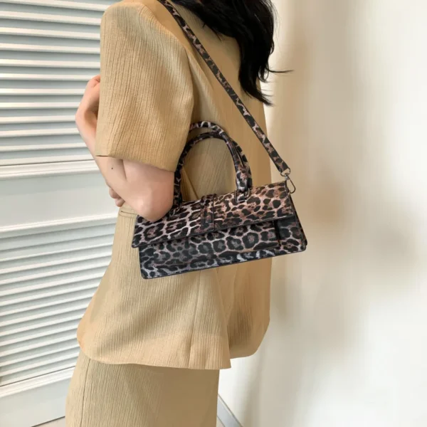 Top Brand Shoulder Bag Quality Pu Leather Classic Handbag Vintage Leopard Crossbody Bags For Women Khaki Brown Hand Bag Clutches - Image 3
