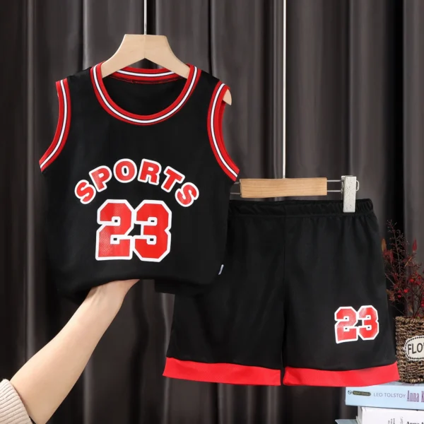 2025 Summer baby BOY girl Basketball teens ball Clothes T-Shirt camisole top and bottom Short pants child tracksuits 12 8 9 year - Image 4