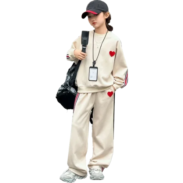 spring teen Girl clothes Tracksuit outfits love Sweatshirt+Wide leg pants 2pcs Child Clothing Suit kids School Casual Sportswear - Image 6
