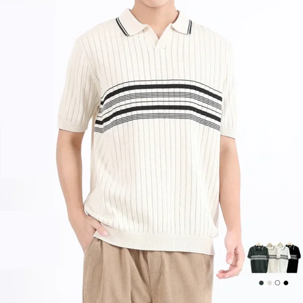 TFETTERS Brand Young Fashion Summer Polo T Shirts Men Short Lapel Knit Graphic T Shirts Polo Streetwear Vintage Clothing - Image 2