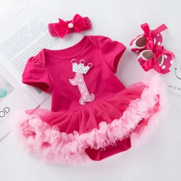 3Pcs Newborn Baby Girl Photography Clothes New Born 0-3 Months Baby Photography Shooting Photo Romper Tutu Dresses - Image 2