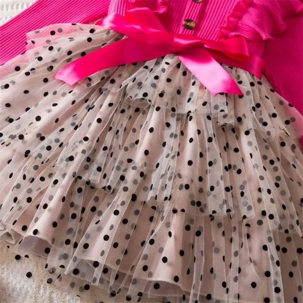 Autumn New Dress Kids Girls 2-6 Years Black Long-Sleeved Polka Dot Dress for Girls Korean Style Children Princess Dress - Image 3
