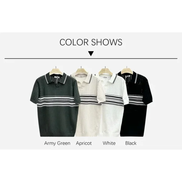 TFETTERS Brand Young Fashion Summer Polo T Shirts Men Short Lapel Knit Graphic T Shirts Polo Streetwear Vintage Clothing - Image 3