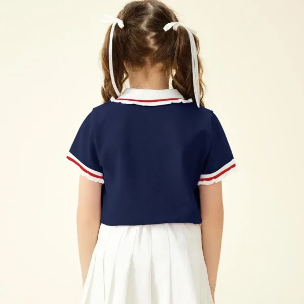 Kawaii Sanrio Hello Kitty Girls Polo Shirt Summer Cartoon 3-14Y Short Sleeve Fashion Breathable T-Shirt Child Sweatshirt Tops - Image 4