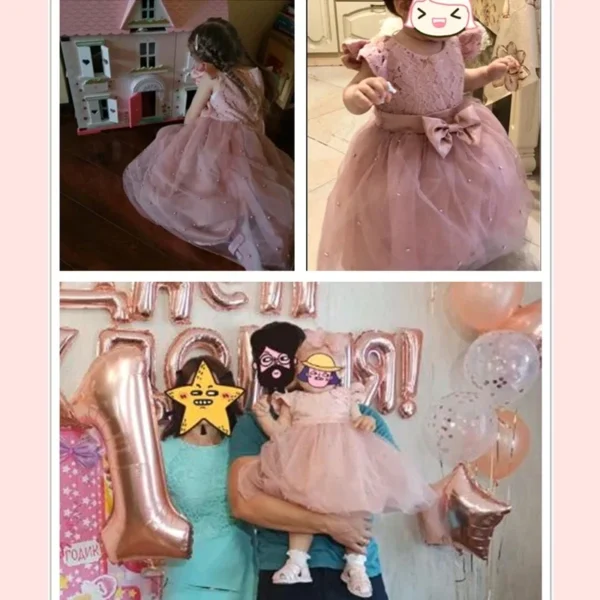 Summer Baby Girls Dress for Wedding Party 1st Birthday Pink Princess Dress Kid 1-5Y Cute Infant Girls Vestidos Elegant Gown - Image 6