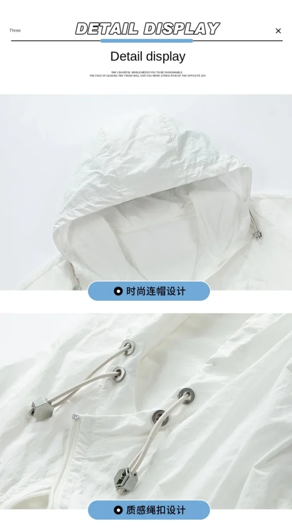 UPF50+Sunscreen Jacket 2024 New Loose and Thin Breathable UV Protection Hooded windbreaker Summer Men's Sunscreen Clothing - Image 4