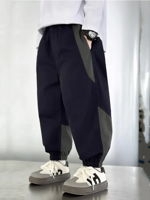 Boys Cargo Pants For Spring Autumn 2025 New Fashion Patchwork Elastic Waist Loose Jogger Pants Teenagers Clothing High Quality