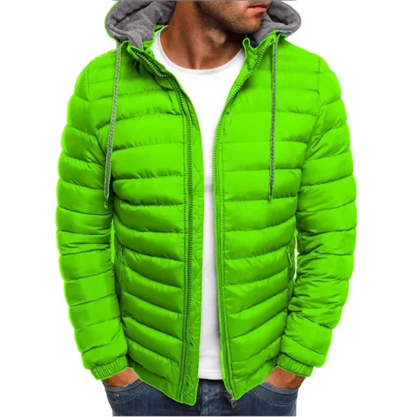 New Zipper Hooded Jacket Men's Casual Jacket 4 Colors Plus Size S-3XL Men's Fashion Autumn and Winter Puffer Cotton Coat - Image 3