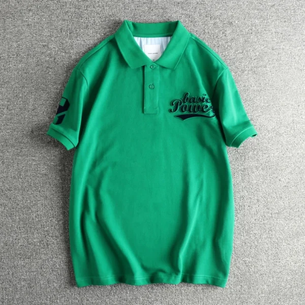 2025 Summer New American Retro Knitted 3D Letter Printed Polo Shirt Men's Fashion Washed Short Sleeve Lapel Youth Casual T-shirt - Image 6