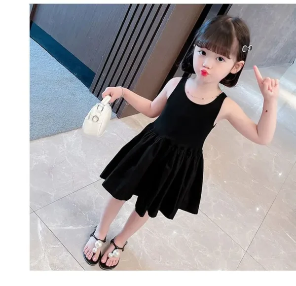 Fashion Baby Girl Cotton Balloon Dress Sleeveless Infant Toddler Child Vestido Casual Summer Solid Color Baby Clothes 1-7Y - Image 2