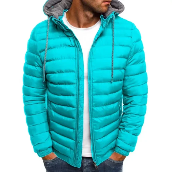New Zipper Hooded Jacket Men's Casual Jacket 4 Colors Plus Size S-3XL Men's Fashion Autumn and Winter Puffer Cotton Coat - Image 5