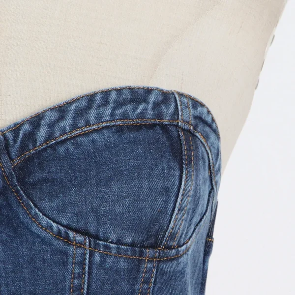 Spicy Girls Denim Boob Tube Top Strapless Peplum Back Zipper Sleeveless Sexy Temperament Spring Summer Women Clothing 52919 - Image 4