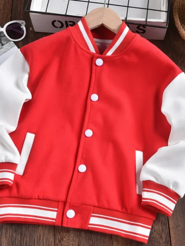 Personalized Unisex Baseball Style Kids Varsity Jacket, Custom Letterman Name & Number College Football Jacket for Boy or Girl - Image 3