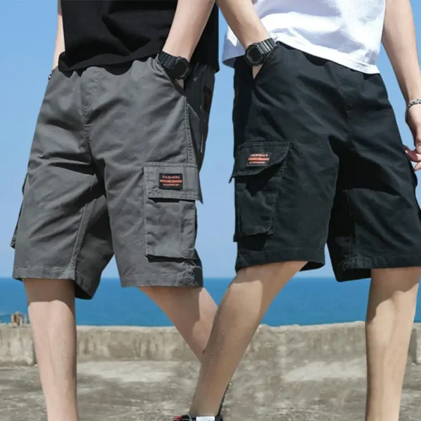 Men Shorts Breathable Men's Cargo Shorts with Multi Pockets Elastic Waist Deep Crotch Casual Streetwear for Summer Sports Men - Image 2