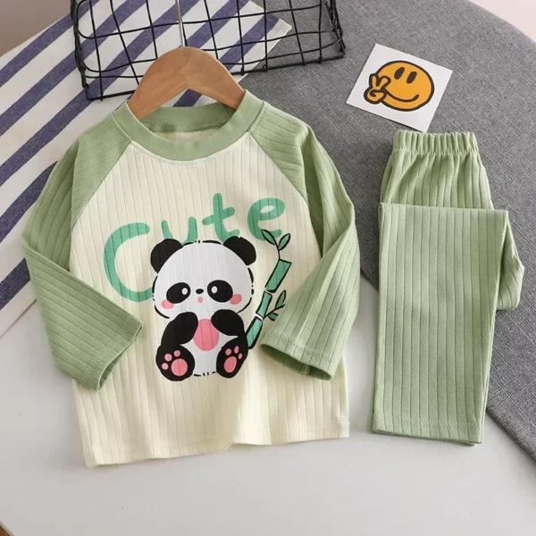 New Baby Boys Girls Warm Pajamas Kids Cute Cartoon Animal O-neck T-Shirt Tops + Pants Pyjamas Autumn Underwear Clothing Sets - Image 4