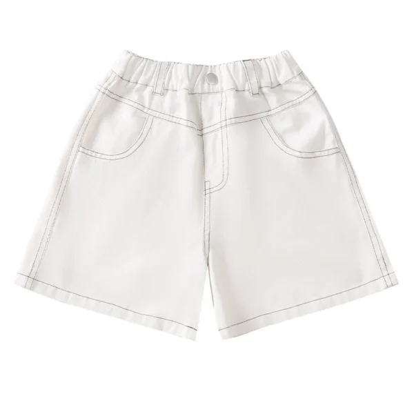 Child Cool Street Knee Short Pants Kids Solid White Denim Shorts Back Pocket with Butterfly for Teen Girls Casual Summer Shorts - Image 5