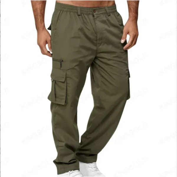 Man Casual Fleece Pants Solid Heavyweight Sweatpants Jogging Cargo Pocket Fashion Sports Elastic Trousers