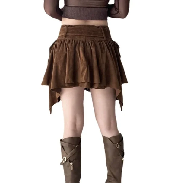 Retro Multi-Layer Spicy Girl Skirt with Irregular High Waist and Leg Length A-Line Skirt for Women, Summer Sexy Asymmetric Skirt - Image 5