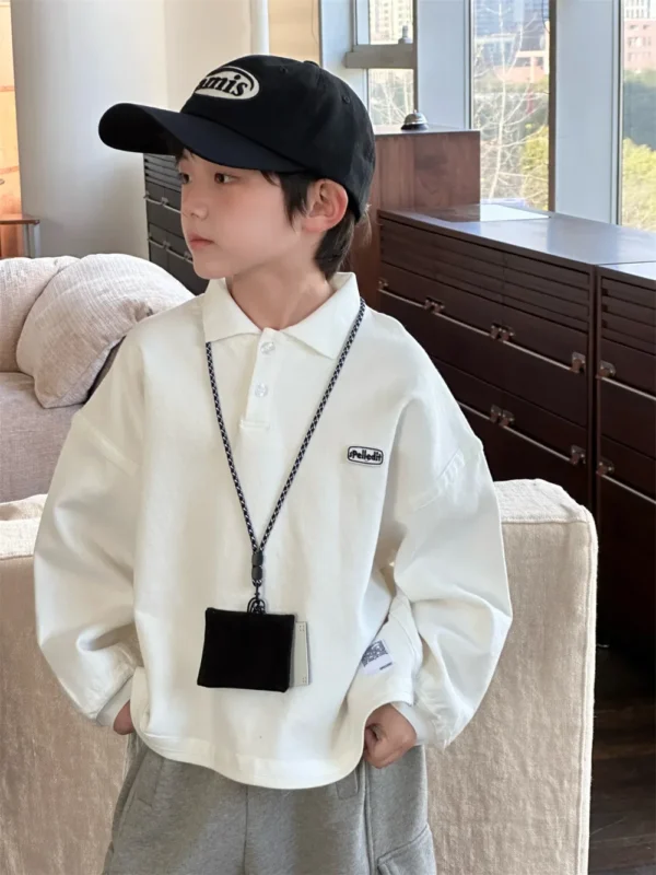 Children Clothes Kids Casual Hoodie Spring New Fashion Boys and Girls Loose Long Sleeve Solid Color Casual Kids T Shirt - Image 6