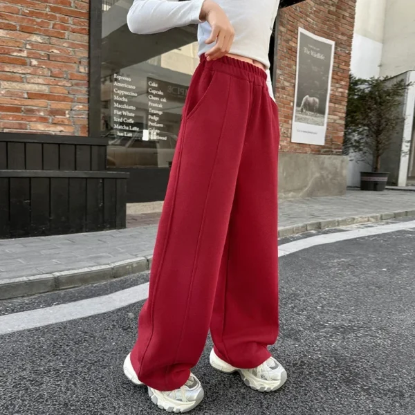 Girls Sweatpants 2025 Spring/Autumn Trendy Casual Straight Wide-Leg Pants for Kids Daily Wear School Teens Children Sweatpants - Image 5