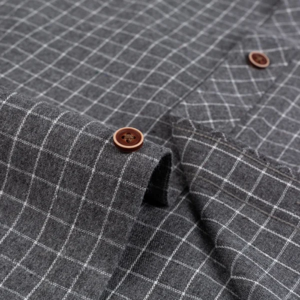 Men's Plaid Checkered Long Sleeve Casual Brushed Shirts Single Patch Pocket Fashion Chemise Homme Standard-fit Striped Shirt - Image 5