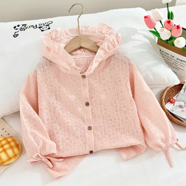 Girls Summer Thin Sun-protective Jacket Baby Breathable Hooded Cute Lace Floral Lightweight Coat Jackets Toddler Casual Clothing - Image 3