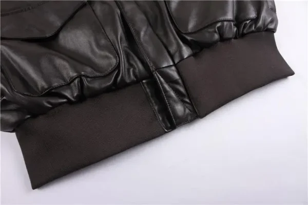 MA-1 Winter Bomber Thick Leather Jacket Men Outerwear Fur Collar Map Fleece Liner Leather Jackets Original Pilot Slim Fit Coats - Image 6