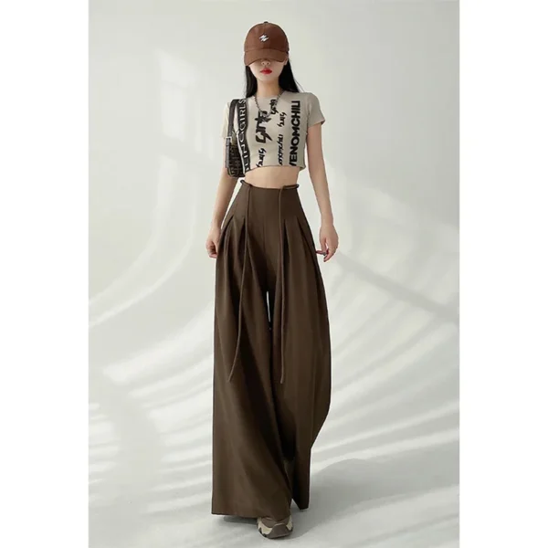 MEXZT Streetwear Wide Leg Pants Women Korean Black High Waist Suit Pants Summer Fashion Elegant Lace Up Straight Trousers New - Image 4