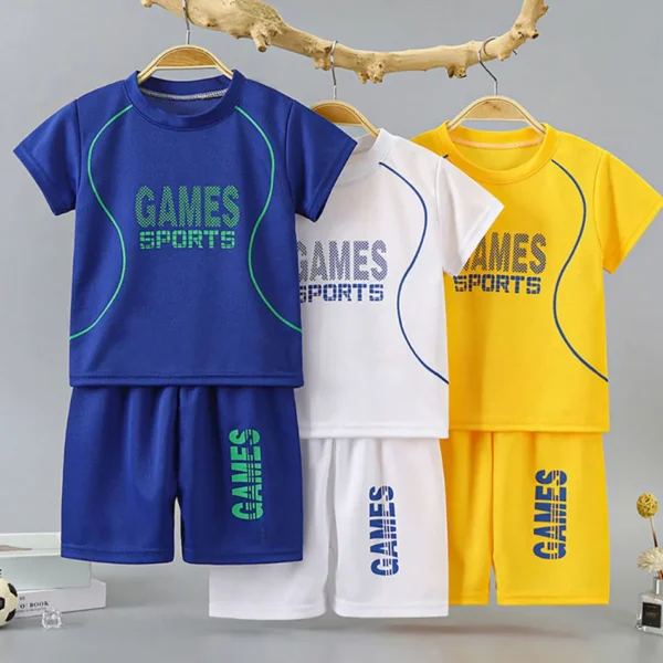 Summer Children Clothing Sports Sets Boys Girls Unisex Short Sleeve and Shorts Two Piece Suit Teenager Casual Outfits Tracksuits - Image 2
