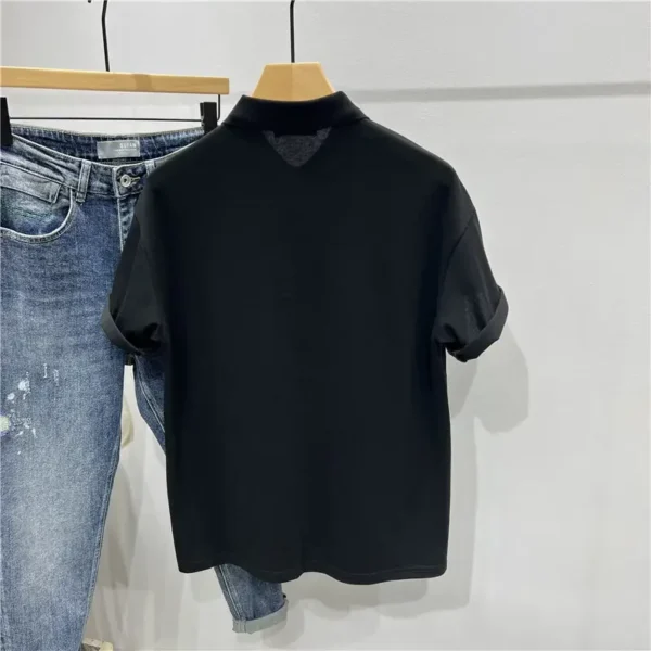 With Collar T Shirt for Men Black White Heather Plain Man Polo Shirts Basic New in Tops & Tees Cheap Clothes Top Kpop Wholesale - Image 4