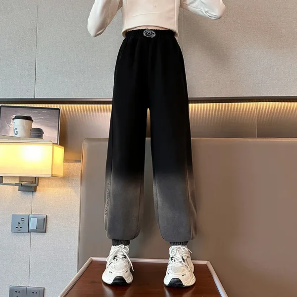 Teenage Girls Pants Spring Autumn Cotton Kids Gradient Design Pocket Jogger Sweatpants Girls Sporty Trousers Trackpants Clothing - Image 4