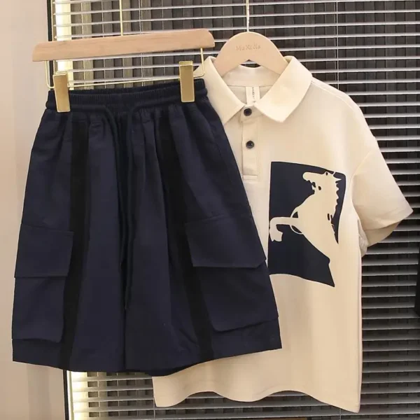 Summer Polo Shirt Set for Boy Boys' Clothes Outdoor Children Clothing 2025 Children's Sets 4 Years Kid Costume From Old 8 12 Top - Image 4