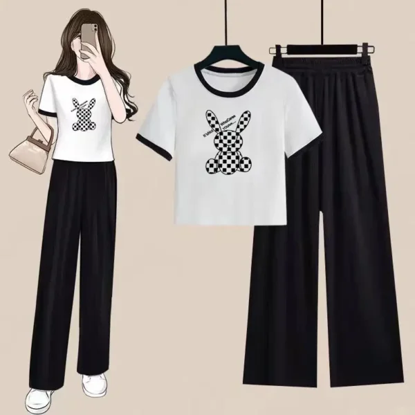 2025 Summer Teens Girls Clothes Print Sets Outfits Kids Short Sleeve T-shirt + Long Pants Child Tracksuit 2PCS 6 8 10 12 Year - Image 3