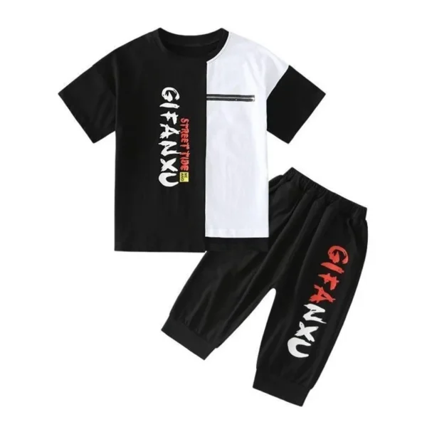 2025 summer Boys Clothes Children Set Tracksuits letters short t-shirt + Ankle-tied pants Kids Suit teens 5 7 9 10 11 12 13 Year - Image 5