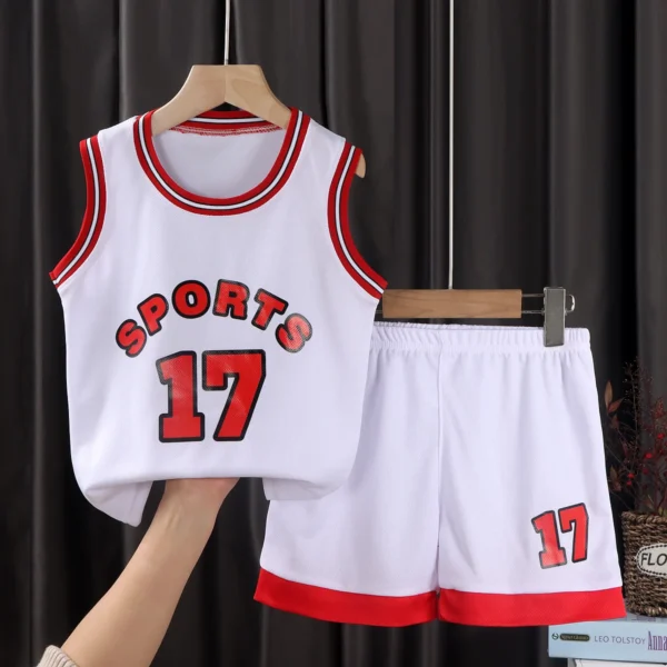 2025 Summer baby BOY girl Basketball teens ball Clothes T-Shirt camisole top and bottom Short pants child tracksuits 12 8 9 year - Image 5