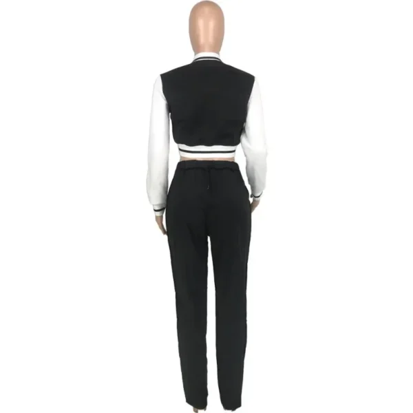 Letter Embroidery Color Patchwork Fleece Varsity Jackets Women Fall Winter Long Sleeve Single Breasted Crop Coats Top Streetwear - Image 3