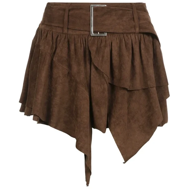 Retro Multi-Layer Spicy Girl Skirt with Irregular High Waist and Leg Length A-Line Skirt for Women, Summer Sexy Asymmetric Skirt - Image 6