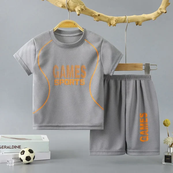 Summer Children Clothing Sports Sets Boys Girls Unisex Short Sleeve and Shorts Two Piece Suit Teenager Casual Outfits Tracksuits - Image 3