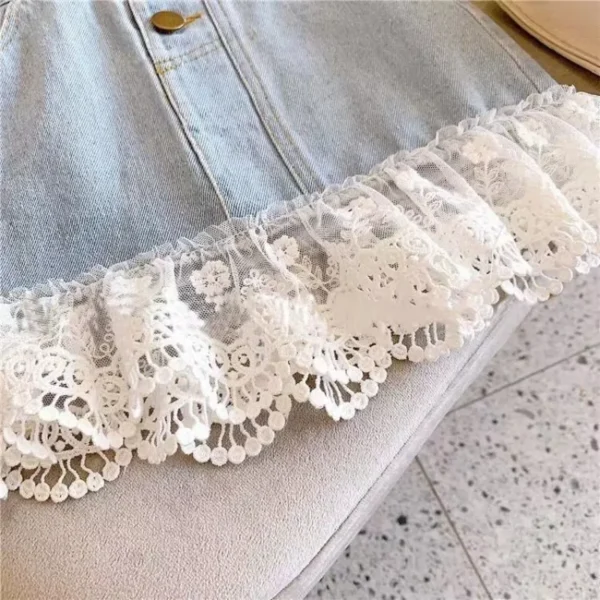 Summer New Sweet fashionable Lace Denim Half Skirt for Girls, Versatile and Trendy Short Skirt - Image 2