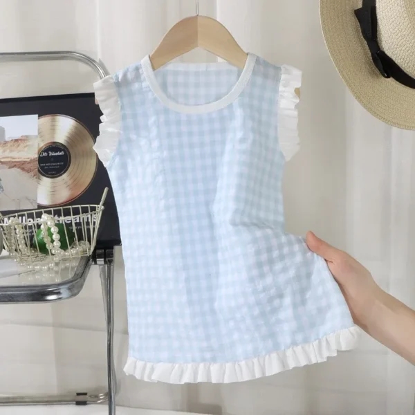2025 Summer Baby Girls Dress Kids Sleveless Dresses 1-10 Years Birthday Costume Grid Sundress Children's Clothing - Image 2