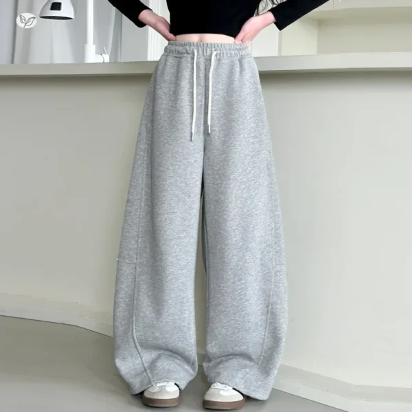Teen School Girls Wide-Leg Sweatpants Dopamine Casual Joggers Arc Pants for Kids Trendy Banana-Cut Sporty Chic Trousers Age 5-14